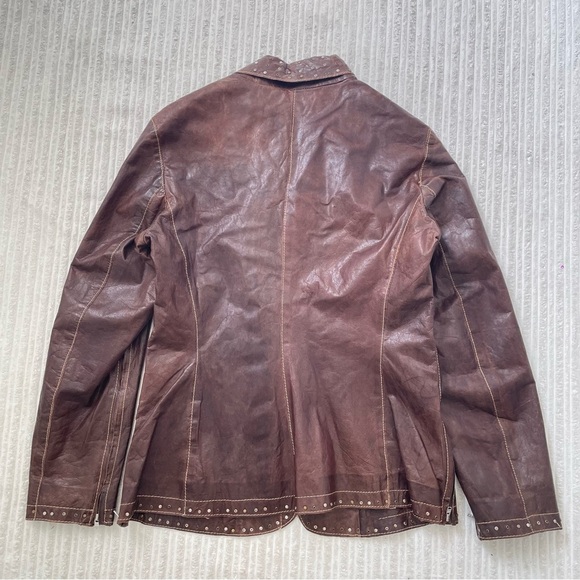 Vintage Scully Brown Leather Motorcycle Jacket with Studded Accents - Picture 4 of 12